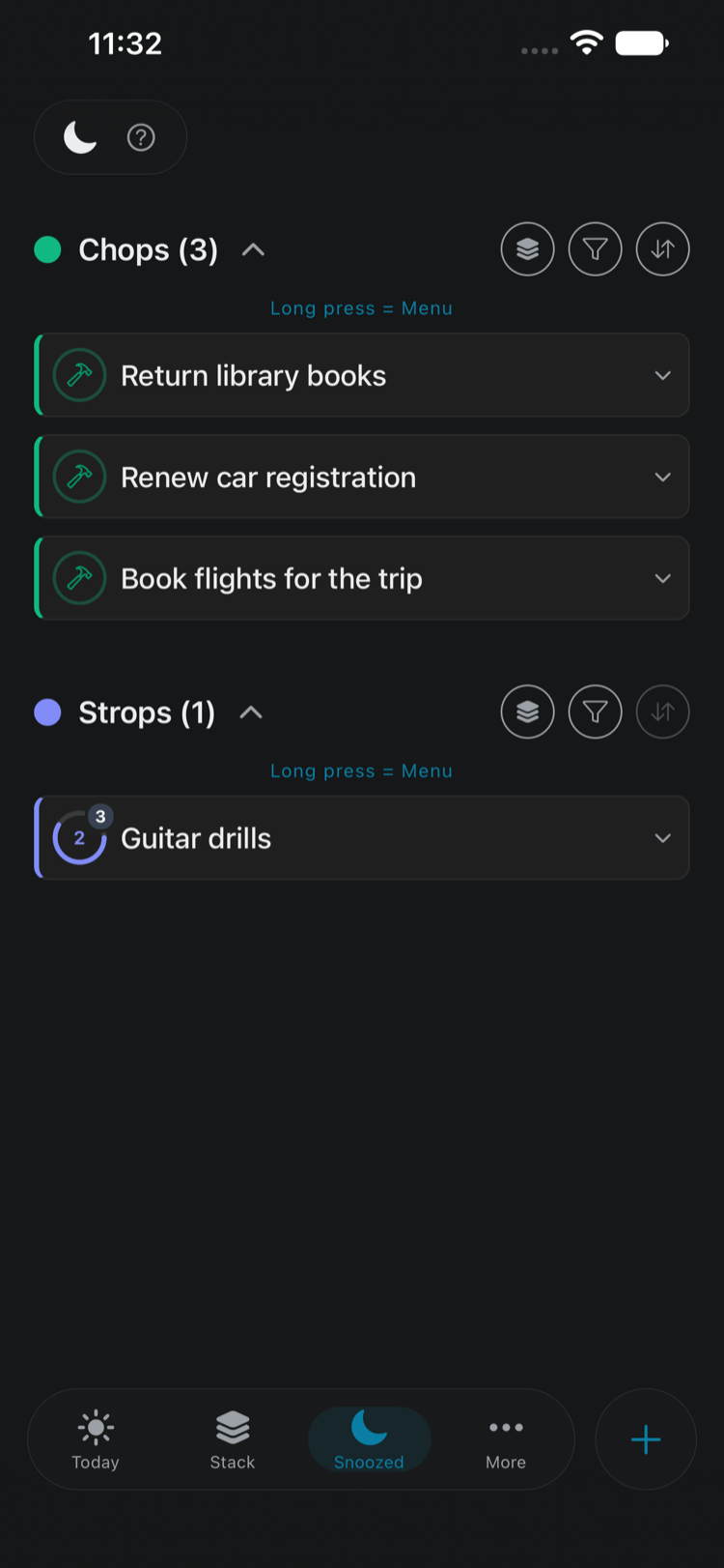 Snoozed items